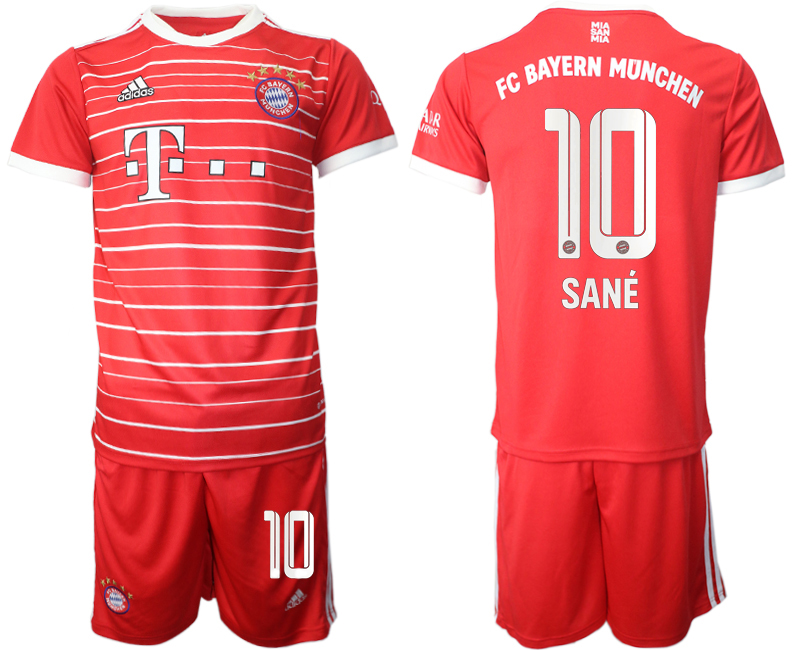 Men 2022-2023 Club Bayern Munich home Red 10 Adidas Soccer Jersey